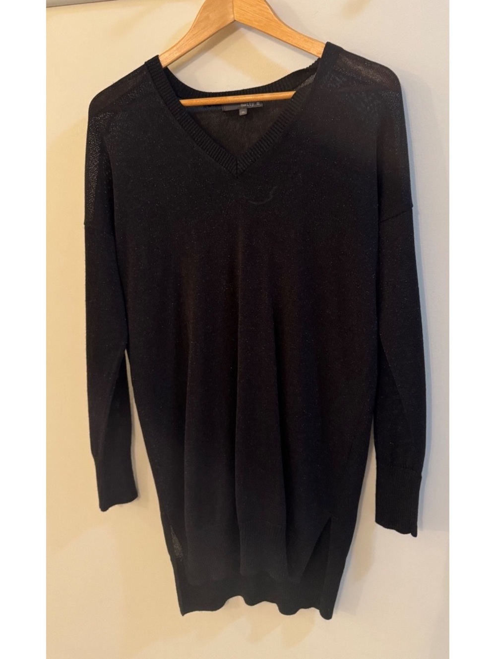 Matty M Black V-Neck Long Sleeve Sweater Dress Medium